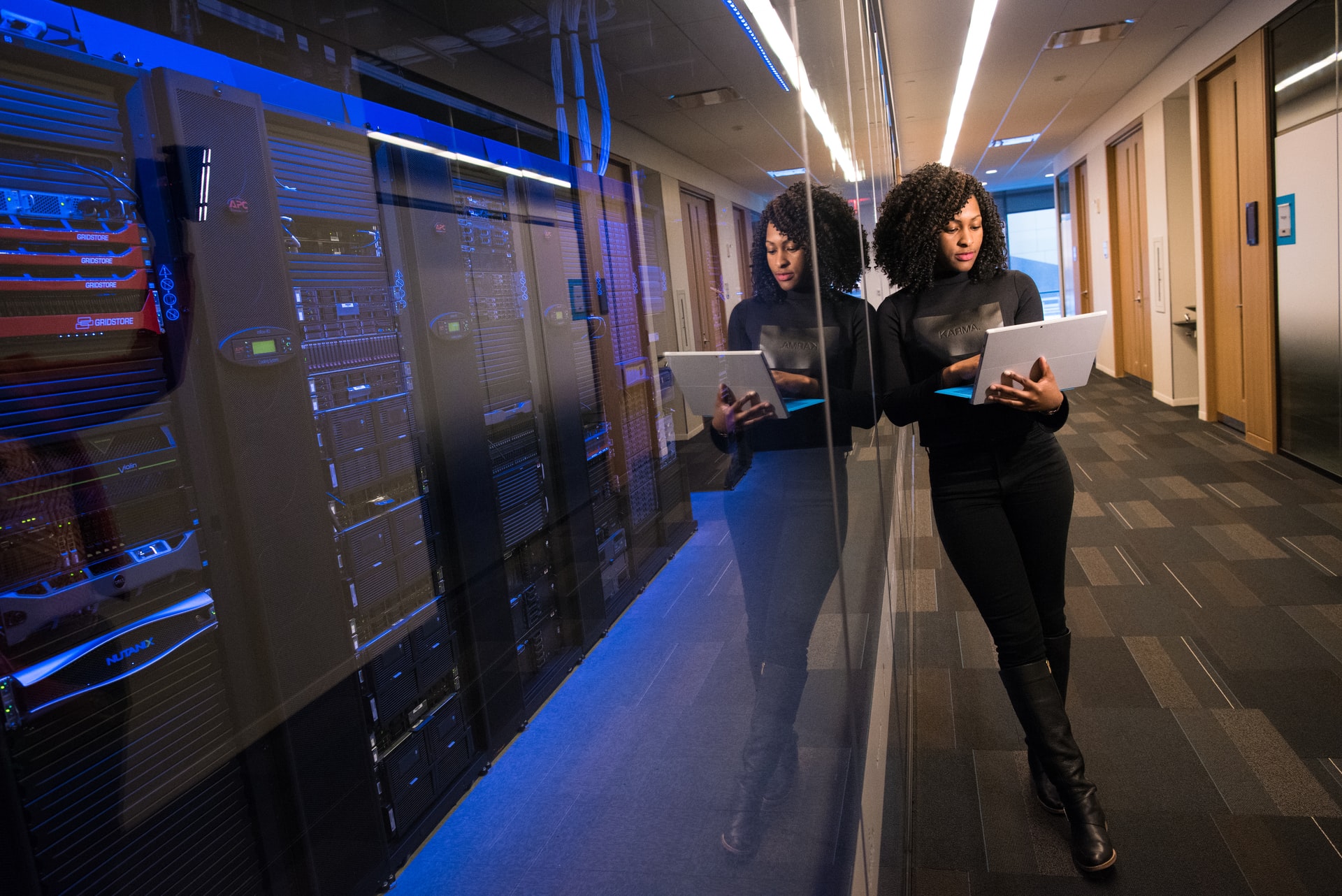 woman in datacenter